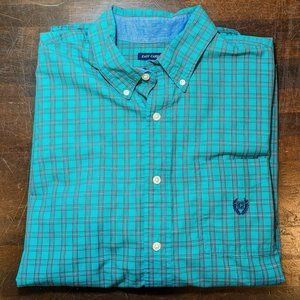 Chaps Green & Red Plaid Mens Long Sleeve Button Down Shirt | Large